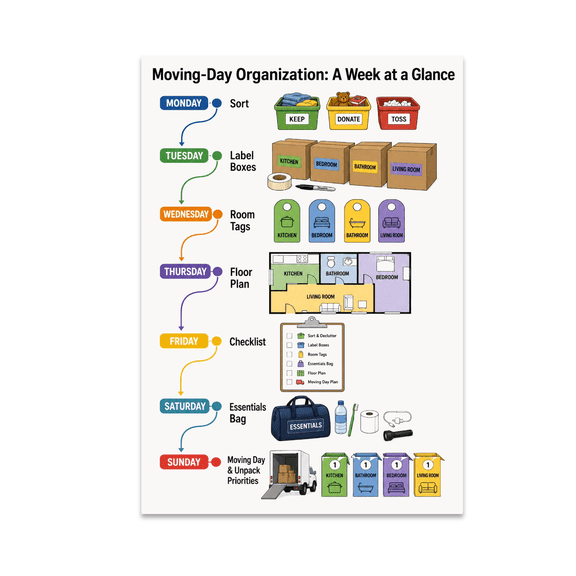 Moving-Day Organization: A Week at a Glance - Homeowners and Renters - 13x19 Poster Print