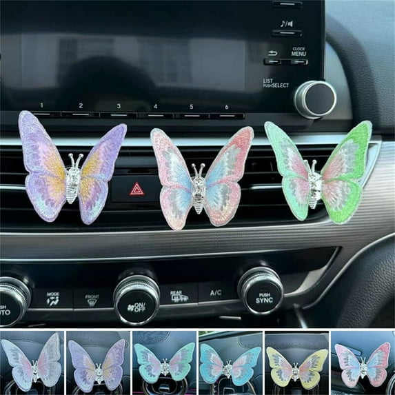 Moving Embroidered Butterfly Car Decoration, Car Air Vent Ornament with Fragrance, Alloy Material with Realistic Motion, Enhances Car Interior Style, Great Gift for Women and Car Lovers