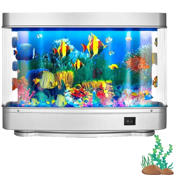 Moving Fish Tank Lamp with Realistic Underwater Projection and Plug-In Operation, Fake Aquarium Sensory Night Light for Childs Room Living Room Calming Decor