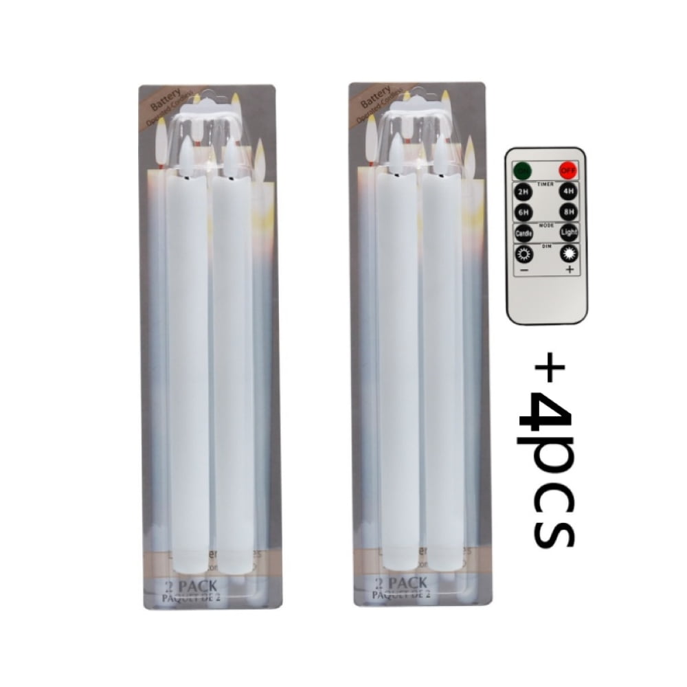 Moving Flame Taper Candles with Remote and Timer, Flameless LED