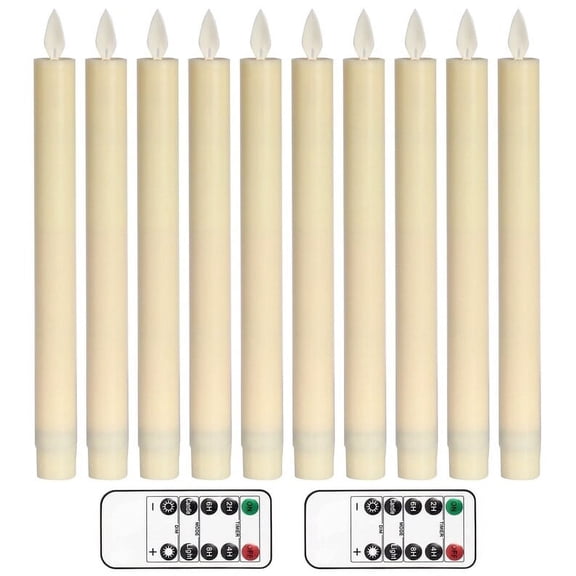 M12-Pack Flameless LED Taper Candles with Remote Control & Timer, Moving Flame Flickering Candlesticks, Battery Operated Candle Set for Christmas, Weddings & Home Decor