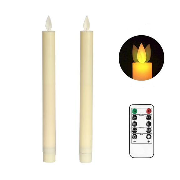 Moving Flame Taper Candles with Remote and Timer, Flameless LED Candlesticks Flickering with Moving Wick, Christmas Decorations