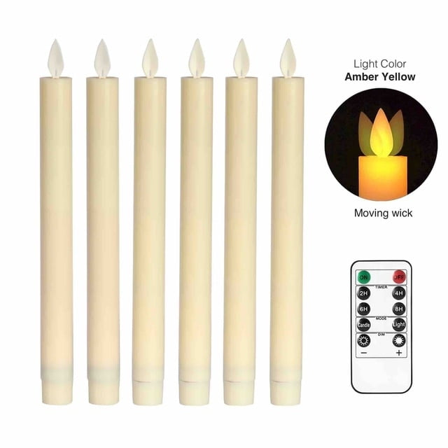 Moving Flame Taper Candles with Remote and Timer Flameless LED