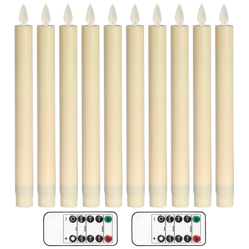 Moving Flame Taper Candles with Remote and Timer, Flameless LED
