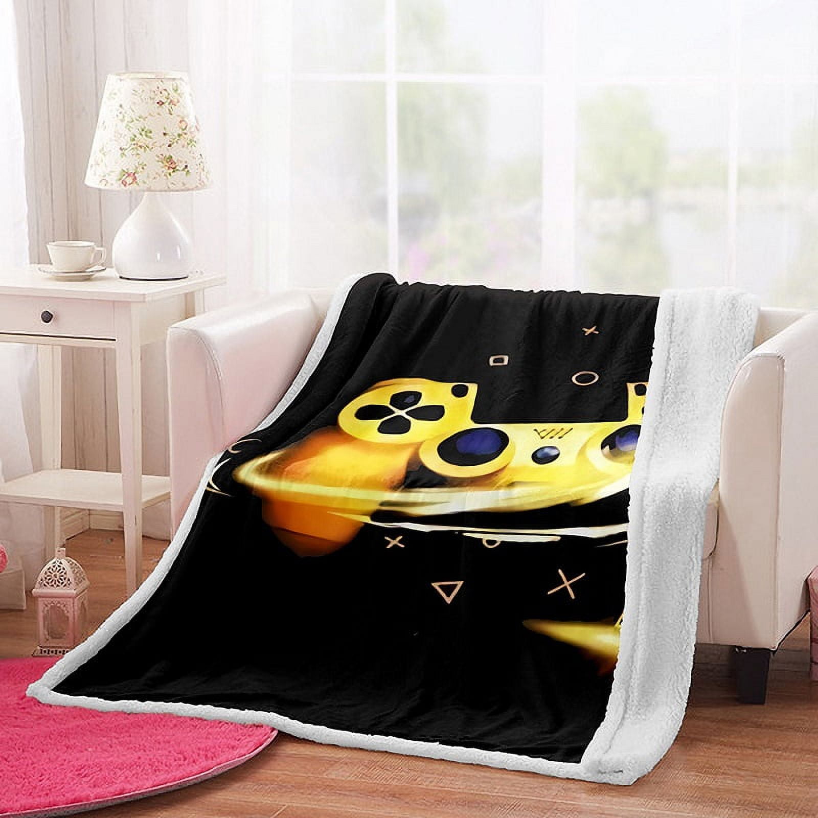 Moving Flannel Throw Blanket, Video Game Multicolor Controller Throw