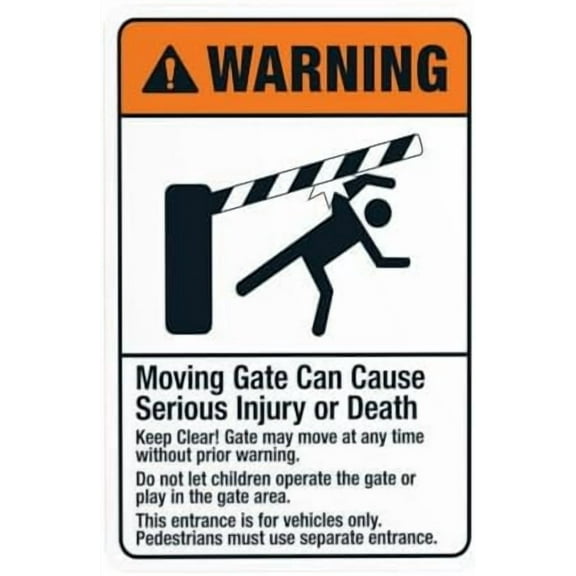 Moving Gate Can Cause Serious Injury Or Death Keep Clear Warning Sign, Gate Metal Signs for Business Home Outdoor Indoor Garage Street Wall Caution Custom Decor 8 x 12 Inch