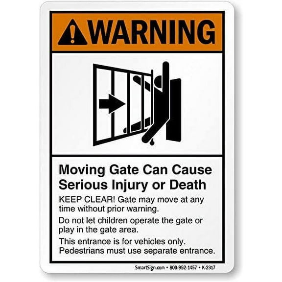 Moving Gate Can Cause Serious Injury Or Death Safety Sign Tin Signs Caution Warning Sign Outdoor 8x12