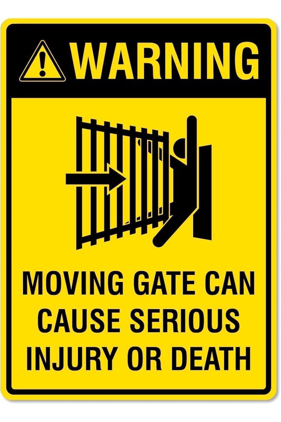 Moving Gate Warning Metal Sign Aluminum Warning Tin Signs for Outdoor Business Yard Lawn Sign Home Decor 8x12 Inch