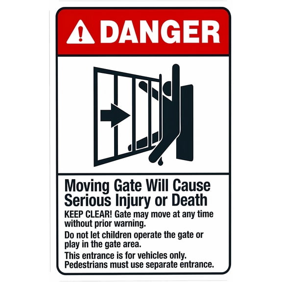 Moving Gate Will Cause Serious Injury Or Death Keep Clear Warning Sign, Gate Security Metal Sign - 8"x12" Custom Caution Decor for Business Home Road Yard Garage Street Wall
