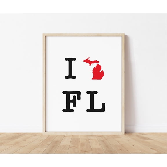 Moving Gift Michigan To Florida Moving Gift Mi To Fl Gift Going Away Gift Two State Map Print