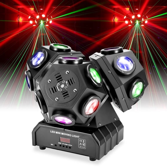 Moving Head DJ Light with Rotating BeamLED RGBW Rotation Disco Light with DMX Auto Control, Stage Lights Sound Activated for DJ, KTV, Disco, Party, Wedding, Festival
