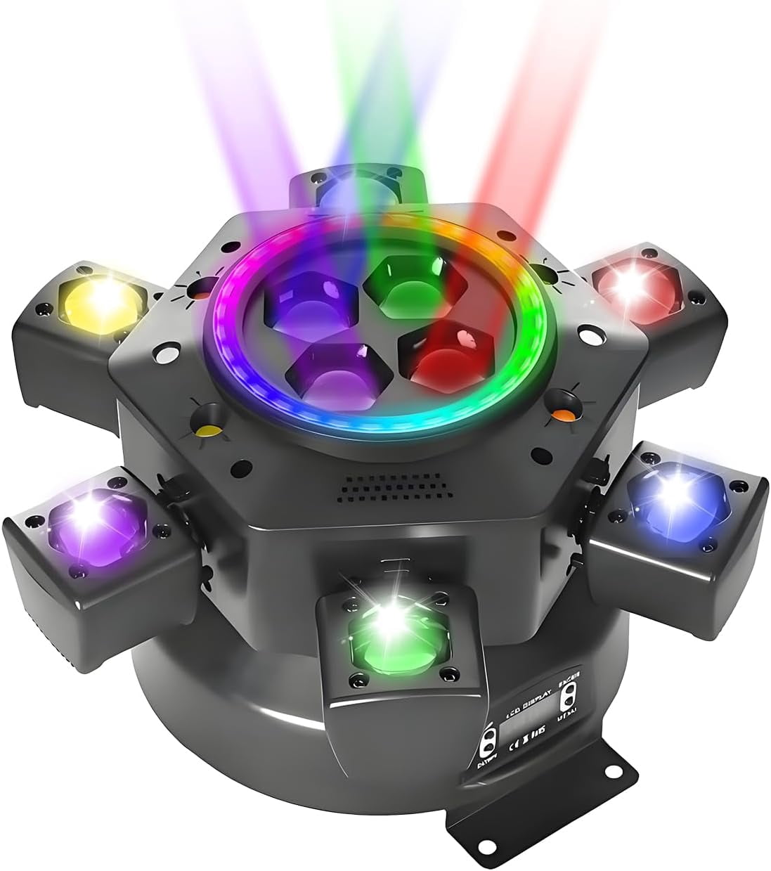 Moving Head DJ Lights, 6 Arms Party Fixtures with Light Strip, 150W RGBW LED Stage Lights, for Parties Club Bar Wedding