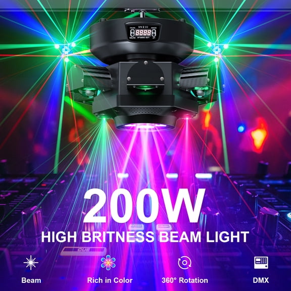 Moving Head DJ Lights 6 Arms Party Lights RGBW 4in1 LED DJ Stage Lights Disco Light DMX512 & Sound Activated Rotating Light Starlight for Wedding Live House KTV Bar Club