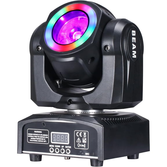 Moving Head DJ Lights 60W LED Stage Light, Beam with Halo Effect RGBW 4in1, Super Bright DMX512 Sound Control Spot Lighting for Show DJ Party Club Disco Wedding Events