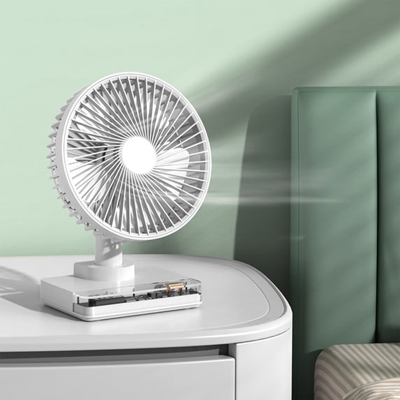 Moving Head Oscillating Fan, Mute Desktop USB Fan with Clock Display, Compact for Office Home and Travel, Quiet Air Circulation and Space Saving