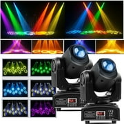 2Pack Moving Head Stage Lights, 8 Gobos 8 Colors 25W DMX 512 Spotlights with Sound-Activated for DJ Party Wedding Lighting