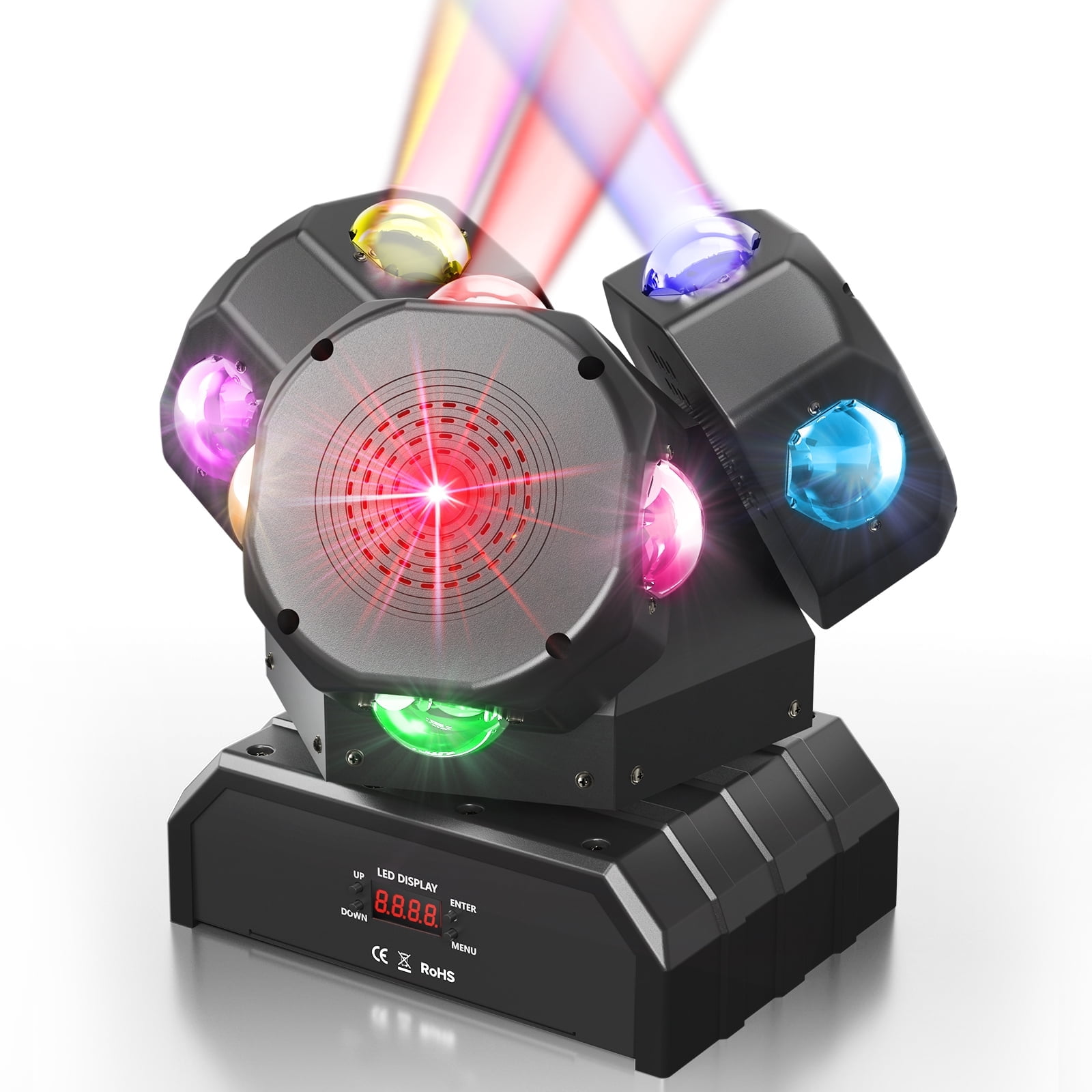 Moving Head Stage Light 3 Head Wind Turbine RGBW DJ Lighting Sound