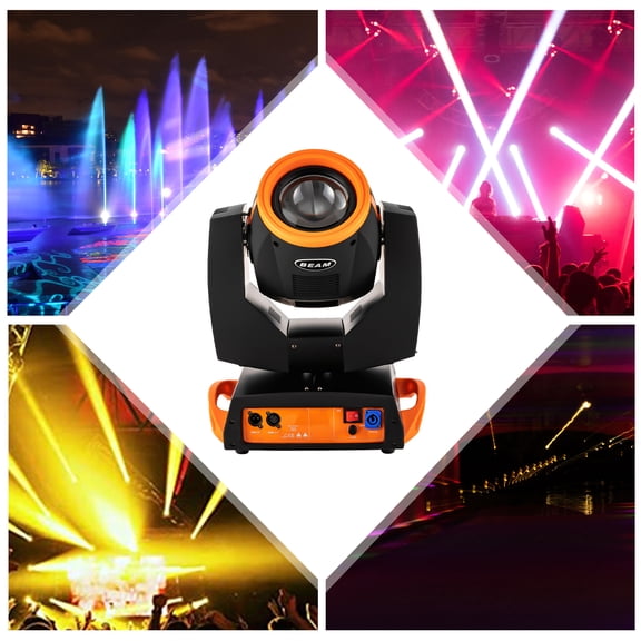 Moving Head Stage Light with 17 Gobos & 14 Colors, DMX512, Sound Control, and 540 Rotation for Parties, Weddings, and Clubs