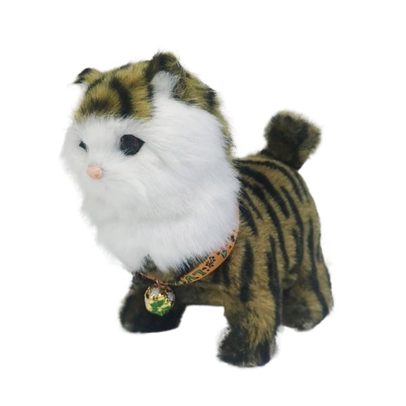 Moving Kitty Cat Stuffed Animal, Soft Plush Pet with Sounds, Cute Interactive Robot Cat for Home Decoration, Birthday Present for Girls and Boys Easter Gifts for K-ids Easter Decorations