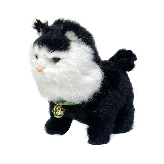 Moving Kitty Cat Stuffed Animal, Soft Plush Pet with Sounds, Cute Interactive Robot Cat for Home Decoration, Birthday Present for Girls and Boys Easter Gifts for K-ids Easter Decorations
