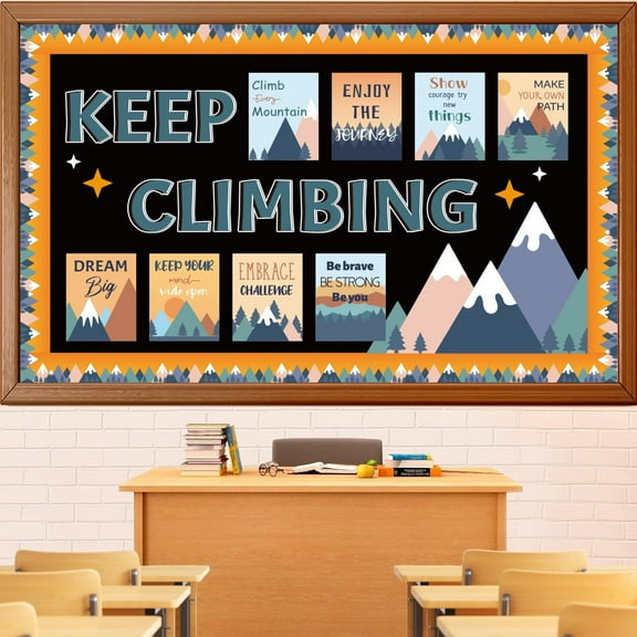 Moving Mountains Bulletin Board Let the climbing begin Classroom Decorations Travel Theme Motivational Sign for Kids keep climbing Bulletin Cutouts Vintage Classroom Decor