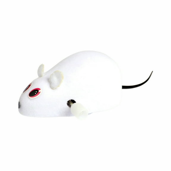 Moving Mouse Cat Toy, Interactive Wind-up Cat Toys Fake Mouse Rat Pet Toy Plush Rat Chasing Prank ToyS for Cats Dogs Kids (White)
