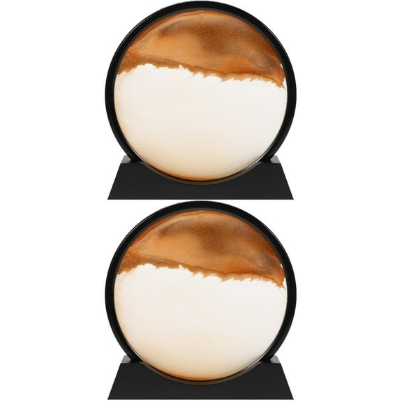 Moving Sand Art, 2pcs 3D Dynamic Sand Art Liquid Motion, Moving Sand Art Picture Round Glass 3D Deep Sea Sandscape