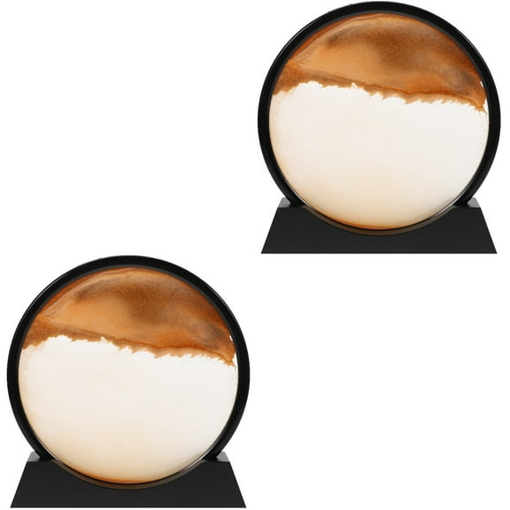 Moving Sand Art, 2pcs 3D Liquid Motion Deep Sea Sandscape Round Glass Flowing Circle Sand Art Sandscapes Picture