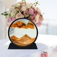 thumbnail image 1 of Moving Sand Art, 3D Hourglass Deep Sea Sandscape Round Glass Flowing Sand Frame Picture, 360° Rotatable Sand Art Liquid Motion Quicksand Painting Lamp, Kinetic Sand Office Desk Decor for Table, 1 of 4
