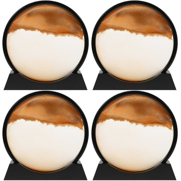 Moving Sand Art, 4pcs 3D Dynamic Sand Art Liquid Motion, Moving Sand Art Picture Round Glass 3D Deep Sea Sandscape
