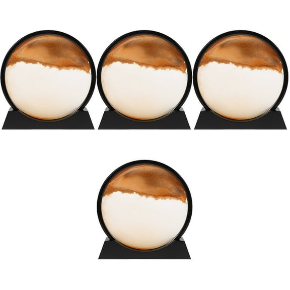 Moving Sand Art, 4pcs 3D Liquid Motion Deep Sea Sandscape Round Glass Flowing Circle Sand Art Sandscapes Picture