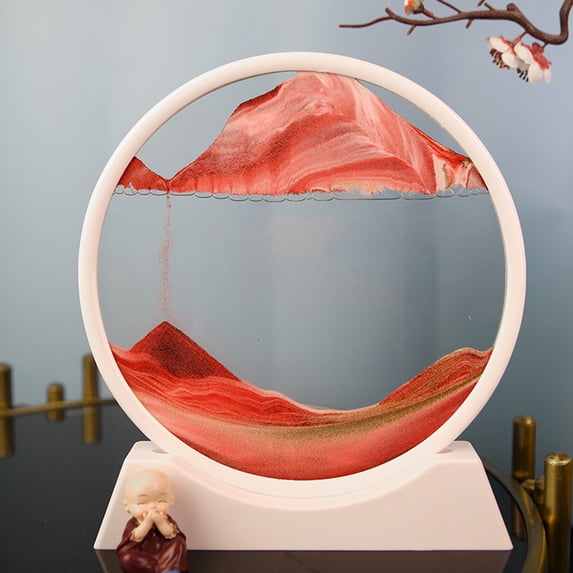 Moving Sand Art, Kadlawus Large Round Glass Moving Sand Art Picture and Flowing Sand Hourglass, 12 Inch Tabletop Motion Art Decor for Living Room, Dynamic Sand Sculpture