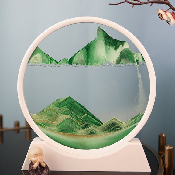 Moving Sand Art under $5! Kadlawus Large Round Glass Moving Sand Art Picture and Flowing Sand Hourglass, 12 Inch Tabletop Motion Art Decor for Living Room, Dynamic Sand Sculpture