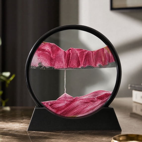 Moving Sand Art Hourglass Decor, Plastic Dynamic Sandscape Ornament for Home, Office Desk, Wine Cabinet, Stress Relief, Elegant Home Display