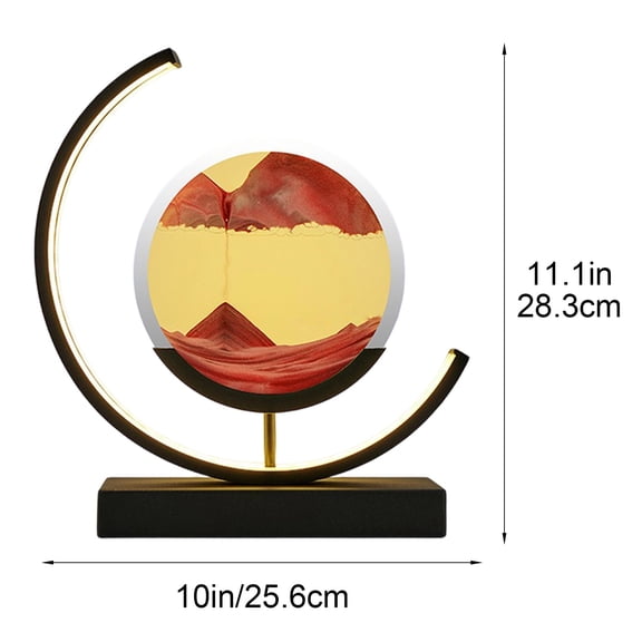 Moving Sand Art Lamp, 360 Degree Rotating Sands of Time Lamp with 3 Color LED Light, Flowing Picture for Bedroom Nightstand Desk Office Decor, Christamas Gift (Red)