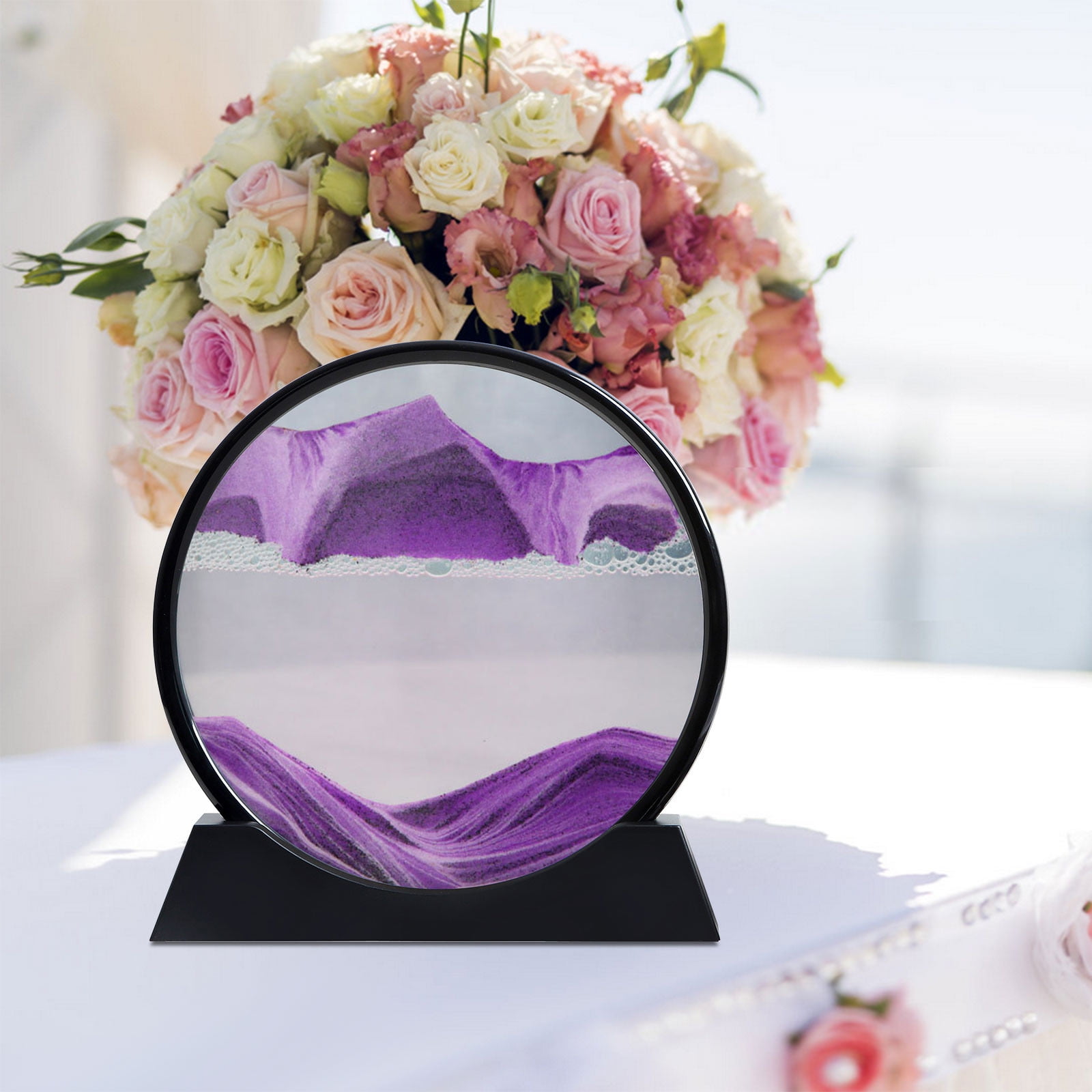 Purple Round Glass Dynamic Sand Art Picture Frame