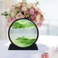 thumbnail image 1 of Moving Sand Art Liquid Motion, 3D Deep Sea Sandscape Color Quicksand Decor, Round Glass Moving Sand Art Picture Relaxing Desktop Home Office Work Decor (7 inch-Green)-Camping Essentials, 1 of 8