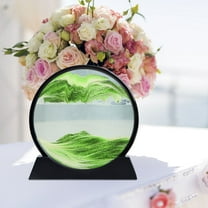 Moving Sand Art Liquid Motion, 3D Deep Sea Sandscape Color Quicksand Decor, Round Glass Moving Sand Art Picture Relaxing Desktop Home Office Work Decor (7 inch-Green)-Camping Essentials