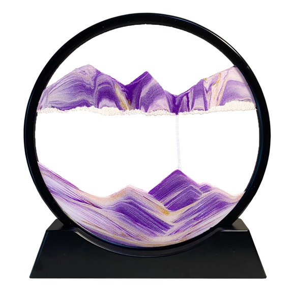 Moving Sand Art Picture Decor, 3D Deep Sea Sandscape Liquid Motion, Round Glass Frame Display Flowing Sand, Relaxing Gift forAdults Office Work Home Desktop Decoration Toy