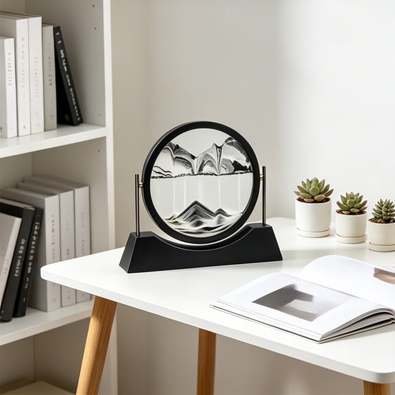 Moving Sand Art Picture Liquid Motion, 3D Quicksand Décor, Deep Sea Sandscapes with Display Flowing Sand Frame for Relaxing, Desktop Office Home Decoration