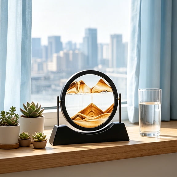 Moving Sand Art Picture Liquid Motion, 3D Quicksand Décor, Deep Sea Sandscapes with Display Flowing Sand Frame for Relaxing, Desktop Office Home Decoration