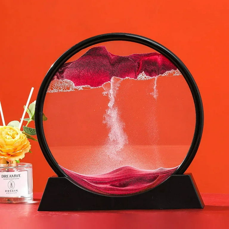 Moving Sand Art Picture Round Glass Deep Sea Sandscape Hourglass Quicksand  Craft Flowing Sand Painting Office Home Decor Gift 