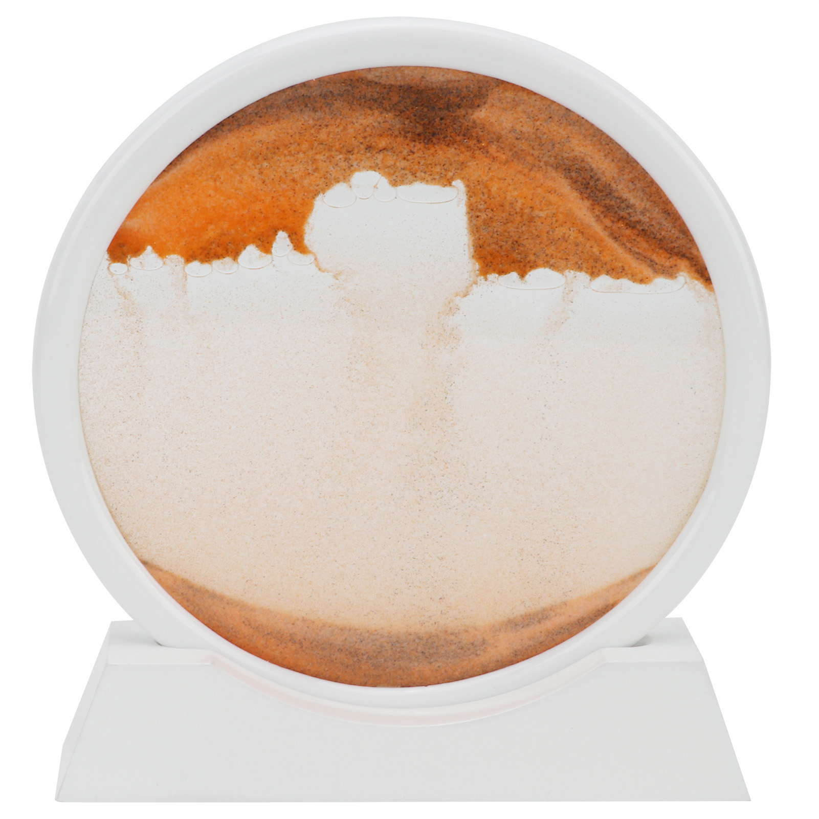 Moving Sand Art Round White Frame 3D High Transparent Glass Fadeless