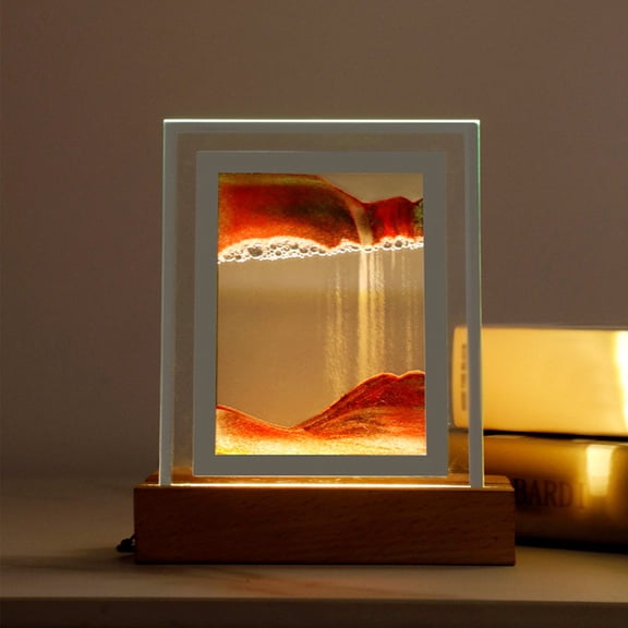 Moving Sand Art Table Lamp, 360° Rotating RGB Color Changing Sand Liquid Motion Lamp, USB Battery Powered Dimmable Decor, Unique Art Decoration for Living Room Bedroom Home