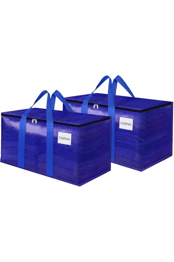 Moving Storage Bags, Heavy-Duty Packing Boxes with Lids and Zippers, 76L 2 Pack, Multipurpose Tote Bags for Moving, Camping, College Dorm Room, Closet Organization, Large Storage Containers
