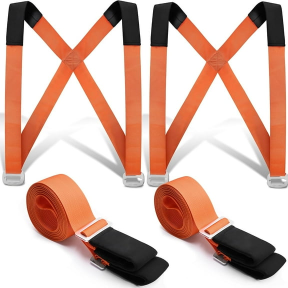 Moving Straps 2-Person Lifting Straps for Moving Furniture, Appliances, Mattresses or Any Item up to 800 lbs Orange