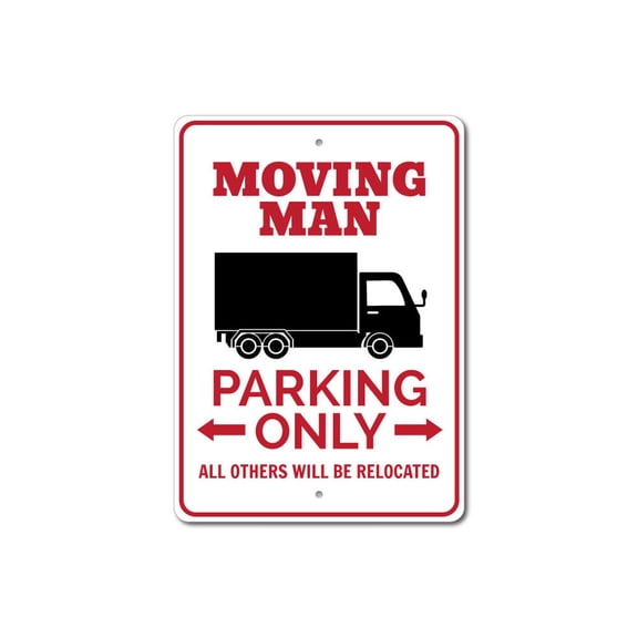 Moving Van Sign, Moving Man Sign, Mover Parking Sign, Moving Van Decor, Moving Van Sign, Relocation Aluminum Sign - 10x14 inches