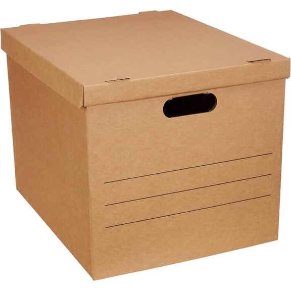 Moving and Storage Boxes with Handles and Lift-Off Lids Medium 19 x 14.5 x 15.5 Inches Brown 10-Pack Bestseling