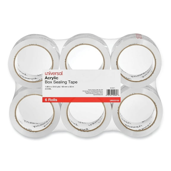 Moving and Storage Packing Tape, 3" Core, 1.88" x 54.6 yd, Clear, 6/Pack | Bundle of 5 Packs