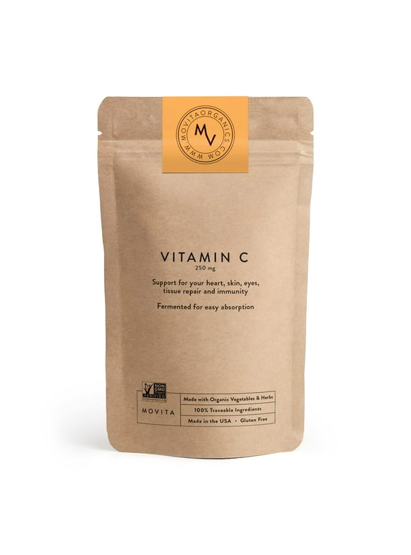 Movita Fermented Vitamin C 250mg Pouch - Fermented Whole Foods, Vitamins, and Minerals - Organic, Vegan-Friendly, Gluten-Free & Non-GMO - 30 Day Supply